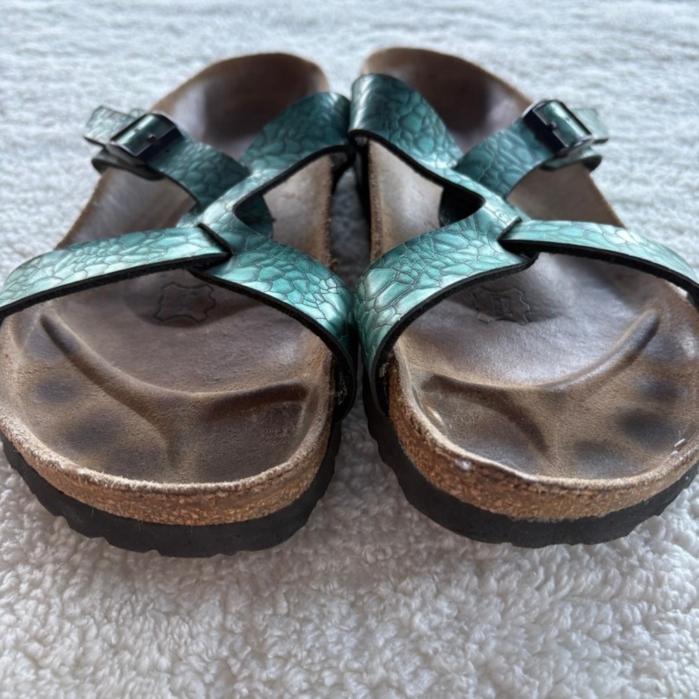 Birkenstock Birki's Sylt Birko Flor Turquoise Sandals Women's Size 39 N 8/8.5 - Picture 3 of 7